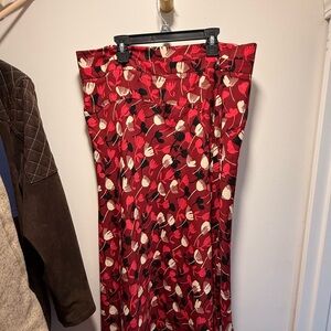 CAbi Red Floral Maxi Skirt